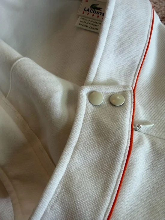 Lacoste Vintage White Pleated Tennis Skirt with orange trim - Picture 4 of 4